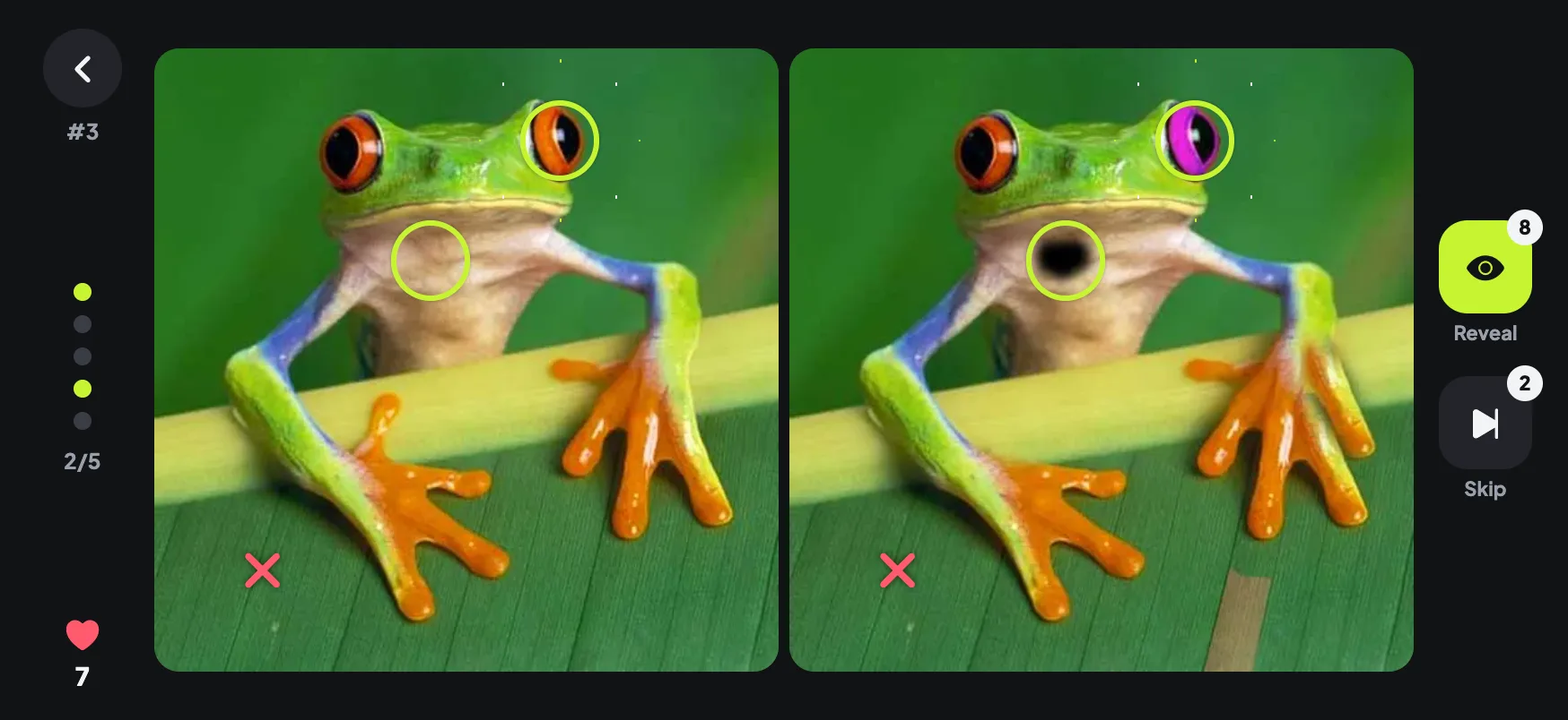 Two photos. Five differences.